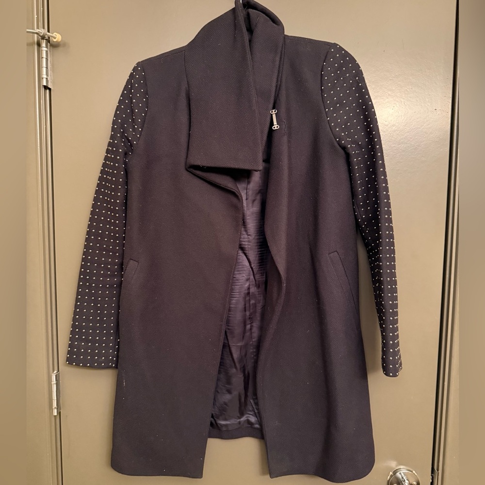 Zara Navy Blue with Studded Arms Coat Size XS